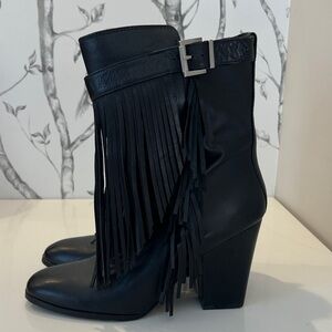 Sigerson Morrison Black Fringe Heeled Boots